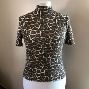 Leopard Print Mock Turtleneck